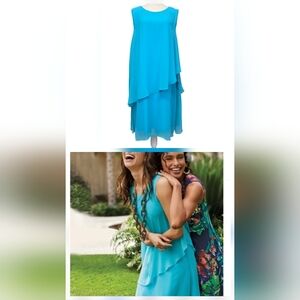 NWT Soft Surroundings Turquoise Tunic Shift Dress Size 2X Wedding Guest Cruise